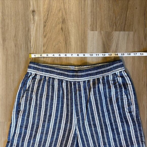 NWOT High-Waisted Striped Linen-Blend Wide-Leg Pants - Picture 7 of 9